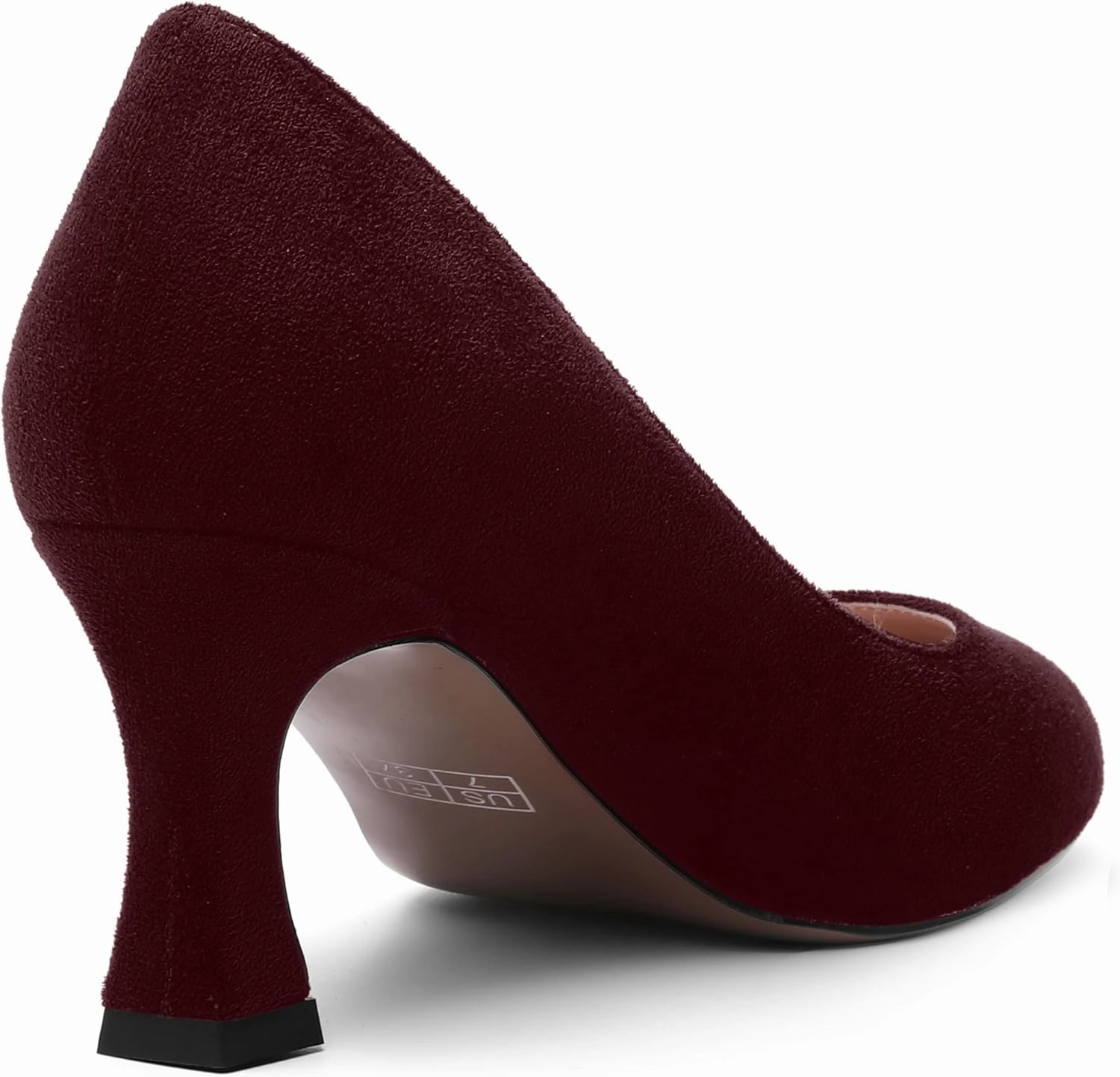 MOVINSTEPS Womens Cute Slip On Solid Round Toe Suede Dating Spool Mid Heel Pumps Shoes 2.5 Inch