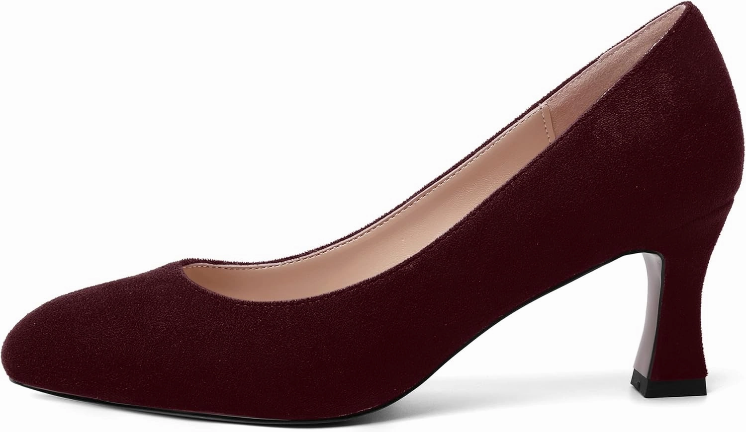 MOVINSTEPS Womens Cute Slip On Solid Round Toe Suede Dating Spool Mid Heel Pumps Shoes 2.5 Inch