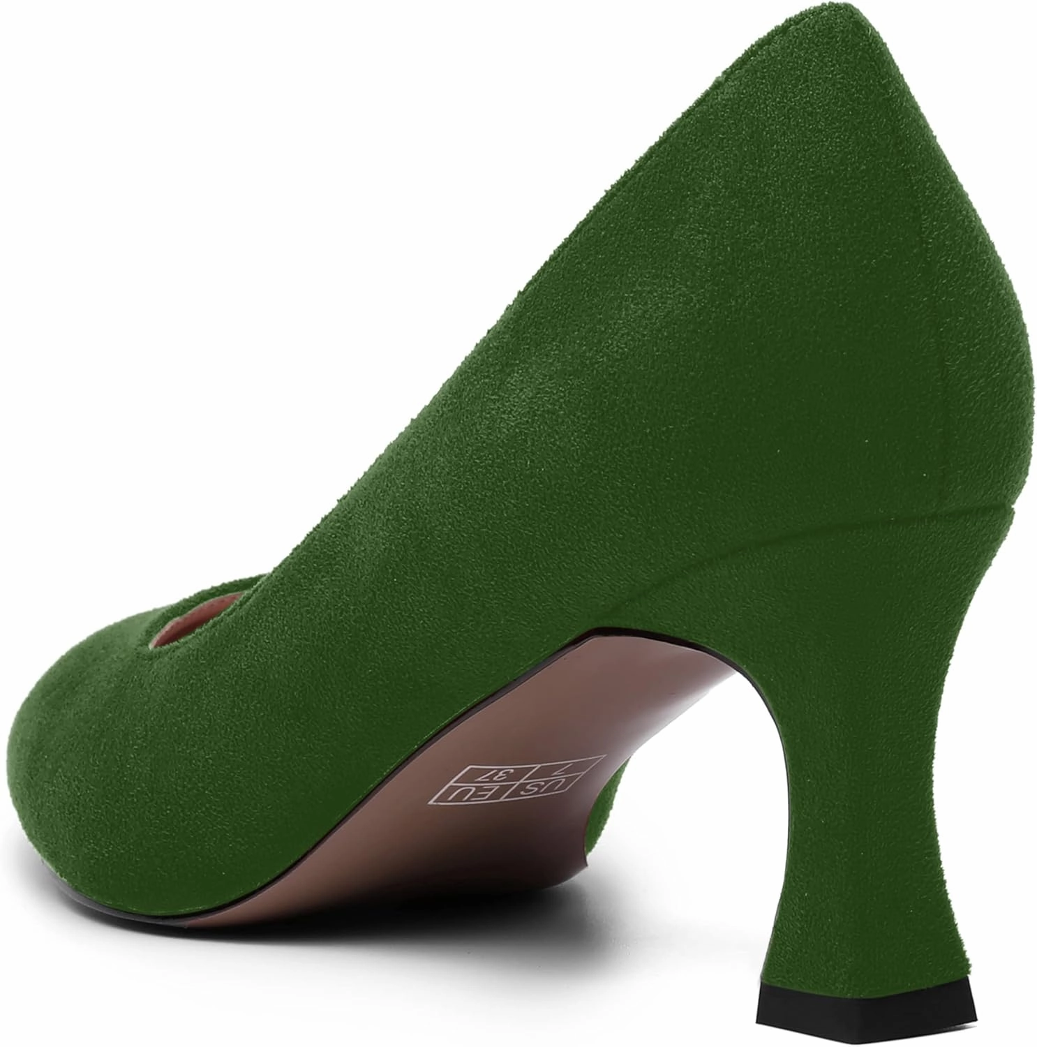 MOVINSTEPS Womens Cute Slip On Solid Round Toe Suede Dating Spool Mid Heel Pumps Shoes 2.5 Inch
