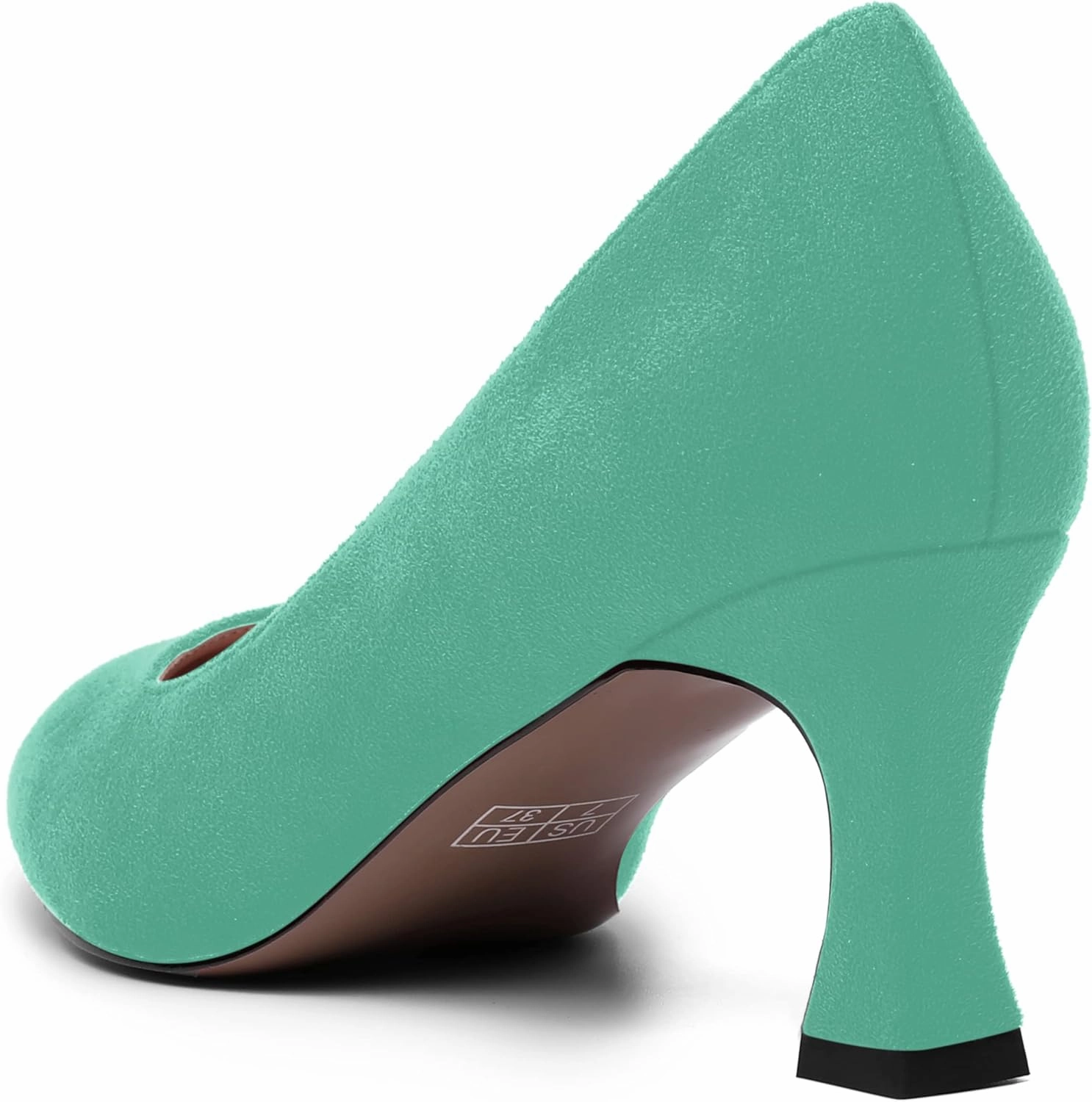MOVINSTEPS Womens Cute Slip On Solid Round Toe Suede Dating Spool Mid Heel Pumps Shoes 2.5 Inch