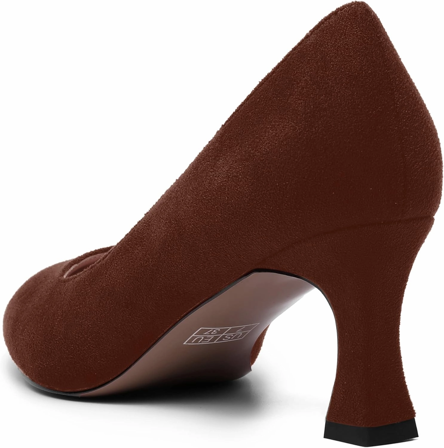 MOVINSTEPS Womens Cute Slip On Solid Round Toe Suede Dating Spool Mid Heel Pumps Shoes 2.5 Inch