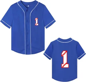 Mowbeat Baby Baseball Jersey 1 Year Old Birthday Shirt Short Sleeve Button Tee 1st Infant Toddler T Shirt