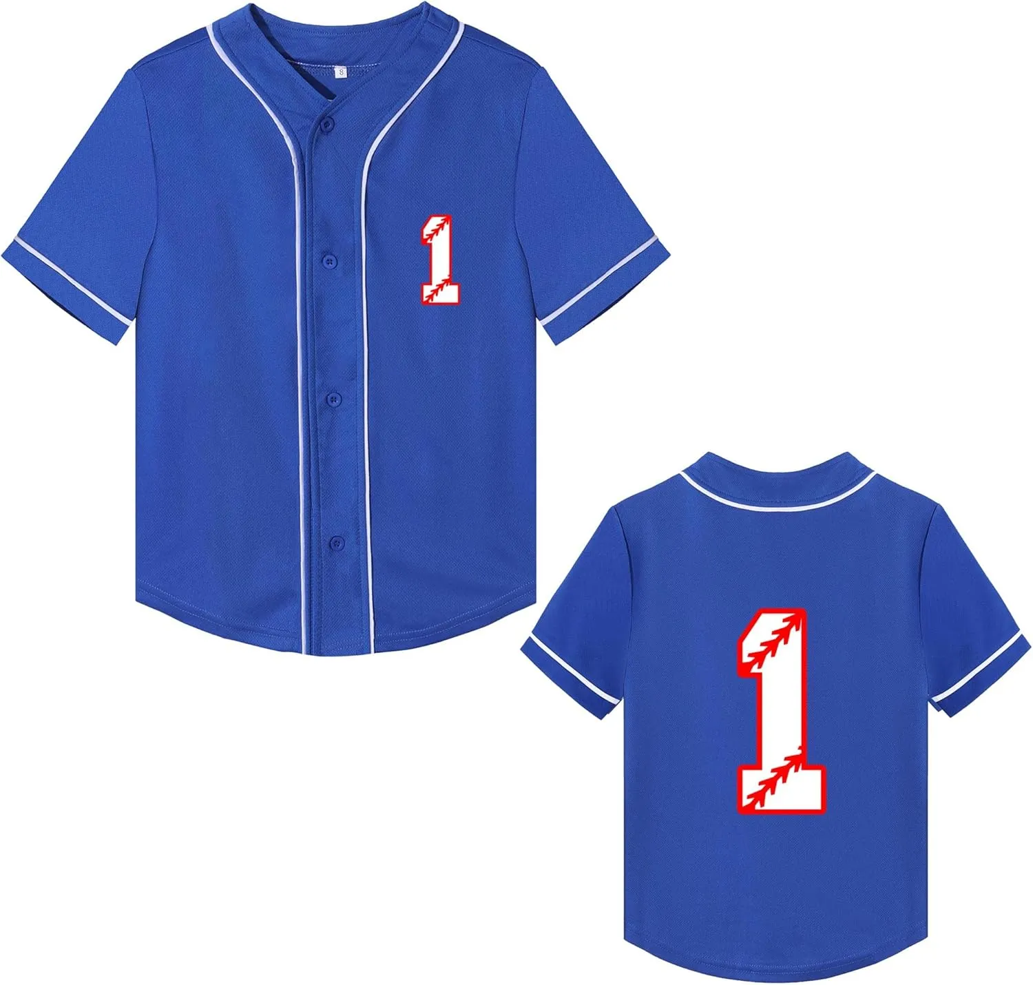 Mowbeat Baby Baseball Jersey 1 Year Old Birthday Shirt Short Sleeve Button Tee 1st Infant Toddler T Shirt