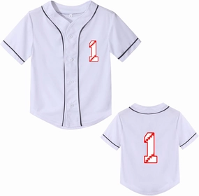 Mowbeat Baby Baseball Jersey 1 Year Old Birthday Shirt Short Sleeve Button Tee 1st Infant Toddler T Shirt