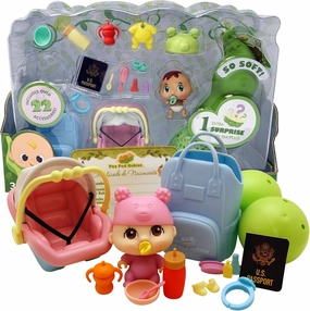 Nature Bound Pea Pod Babies Twenty Two Piece Little Traveler Playset - Collectible Mystery Surprise Toy with Mini Baby, Clothing, & Accessories - All in A Soft Pea Pod - Small Doll, Ages 3 