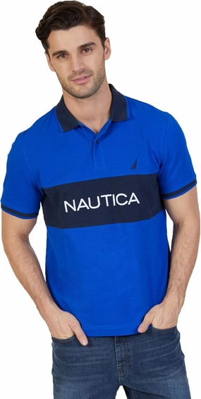 Nautica Classic Fit Heritage Signature Polo Shirt (Medium, Cobalt/Navy Blue)