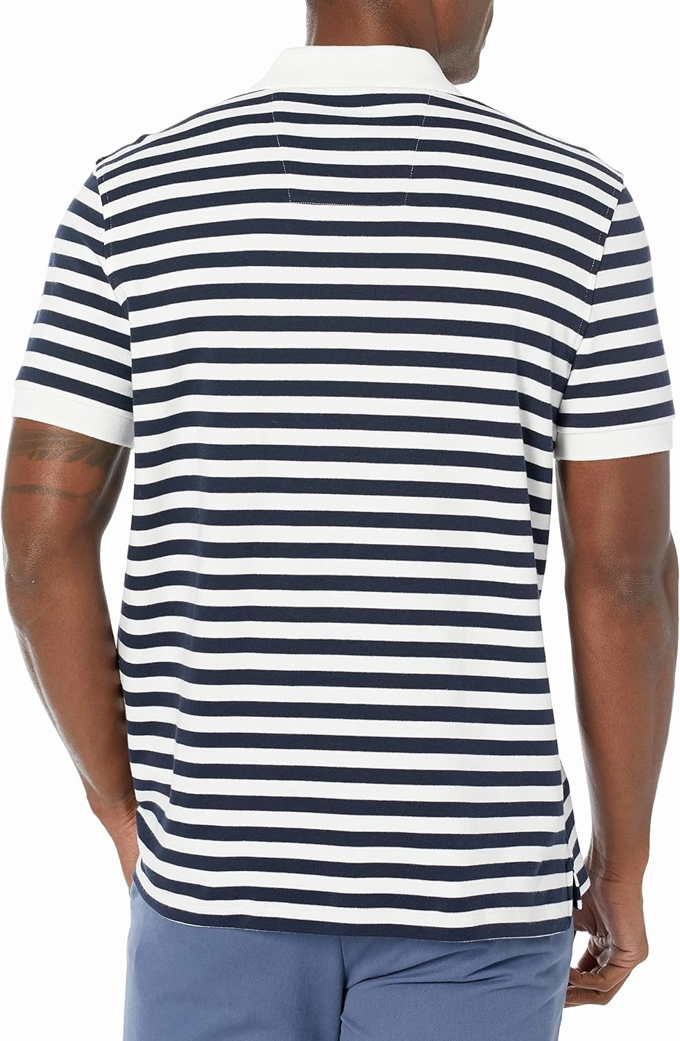 Nautica Men's Classic Fit 100% Cotton Soft Short Sleeve Stripe Polo Shirt