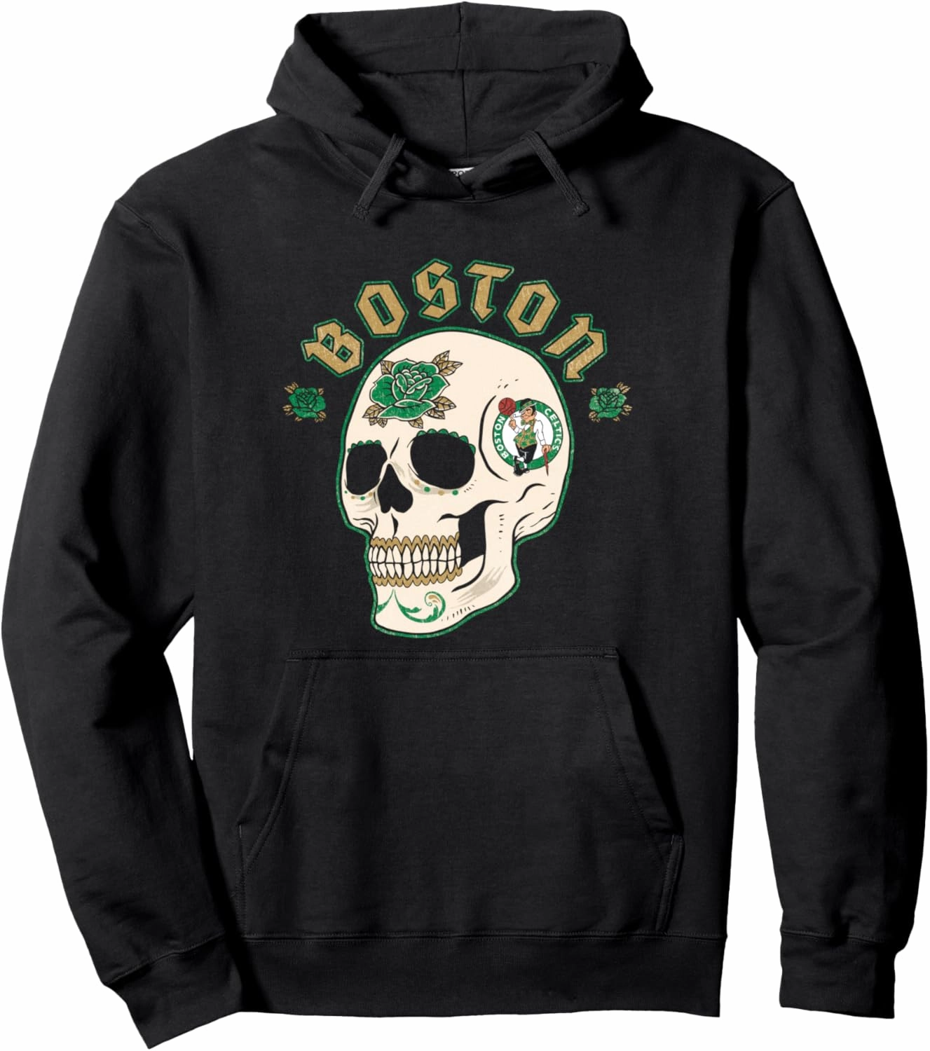 NBA Boston Celtics Halloween Floral Skull Pullover Hoodie