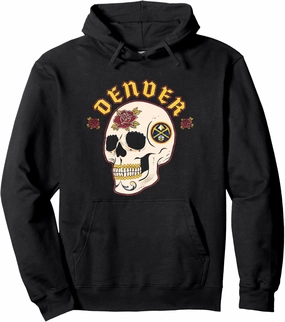 NBA Denver Nuggets Halloween Floral Skull Pullover Hoodie