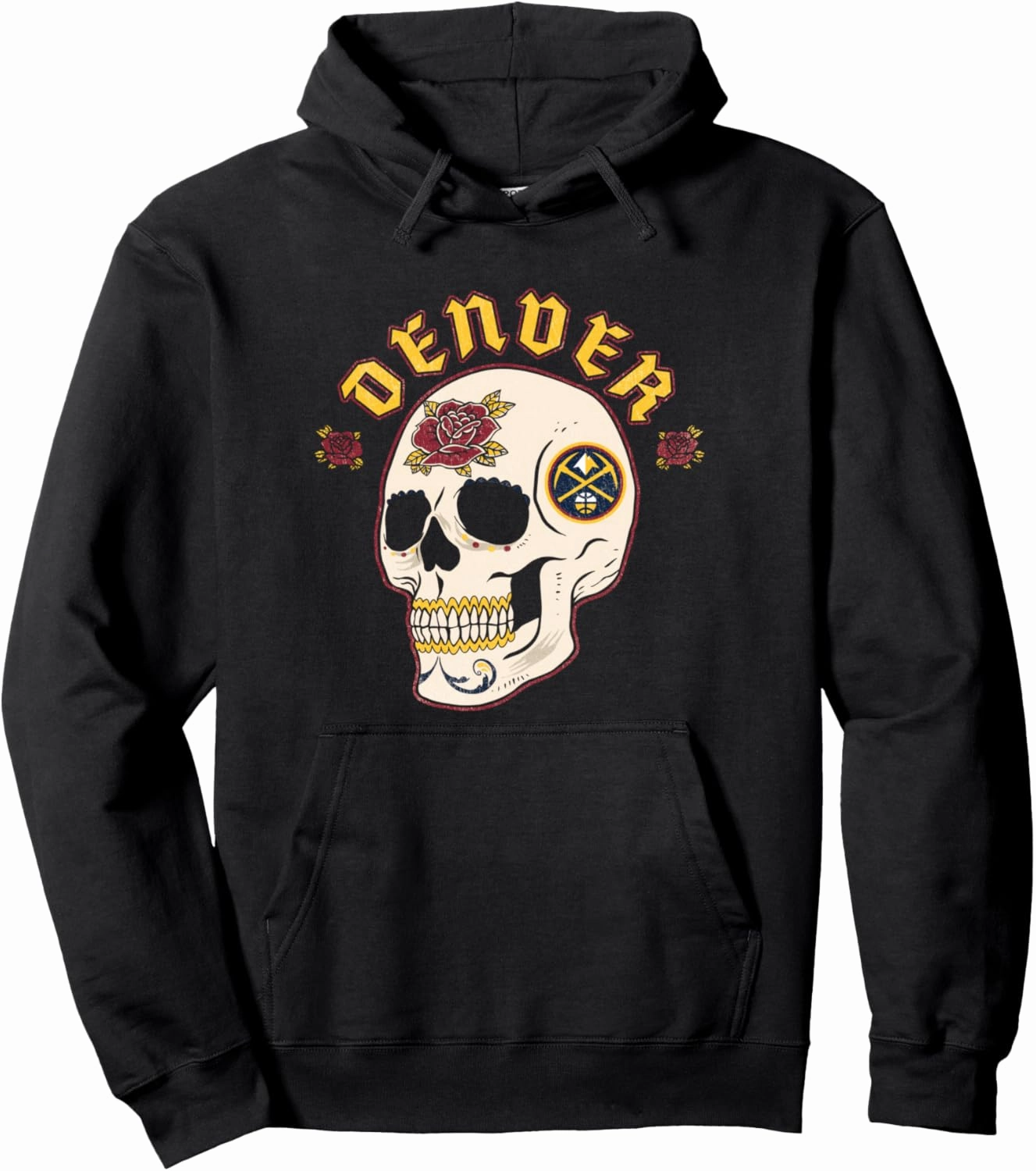 NBA Denver Nuggets Halloween Floral Skull Pullover Hoodie