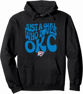 NBA Just A Girl Who Loves OKC Blue Wavy Logo Pullover Hoodie