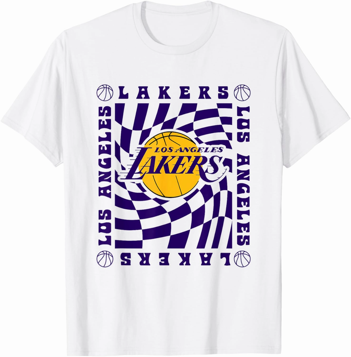 NBA Los Angeles Lakers Retro Checkerboard Wave T-Shirt