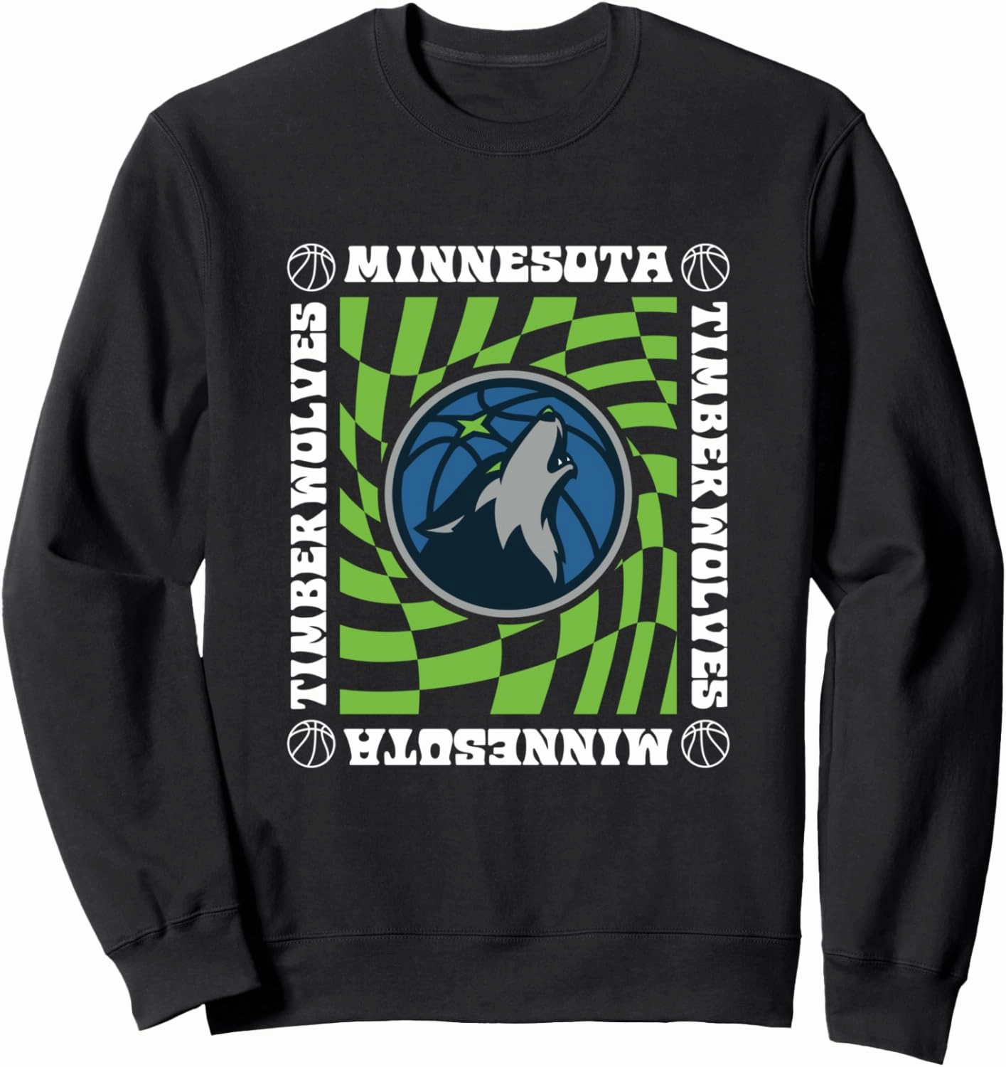 NBA Minnesota Timberwolves Retro Checkerboard Wave Sweatshirt