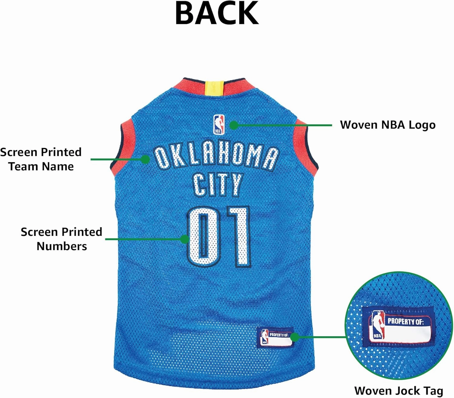 NBA OKLAHOMA CITY THUNDER DOG Jersey, Small - Tank Top Basketball Pet Jersey