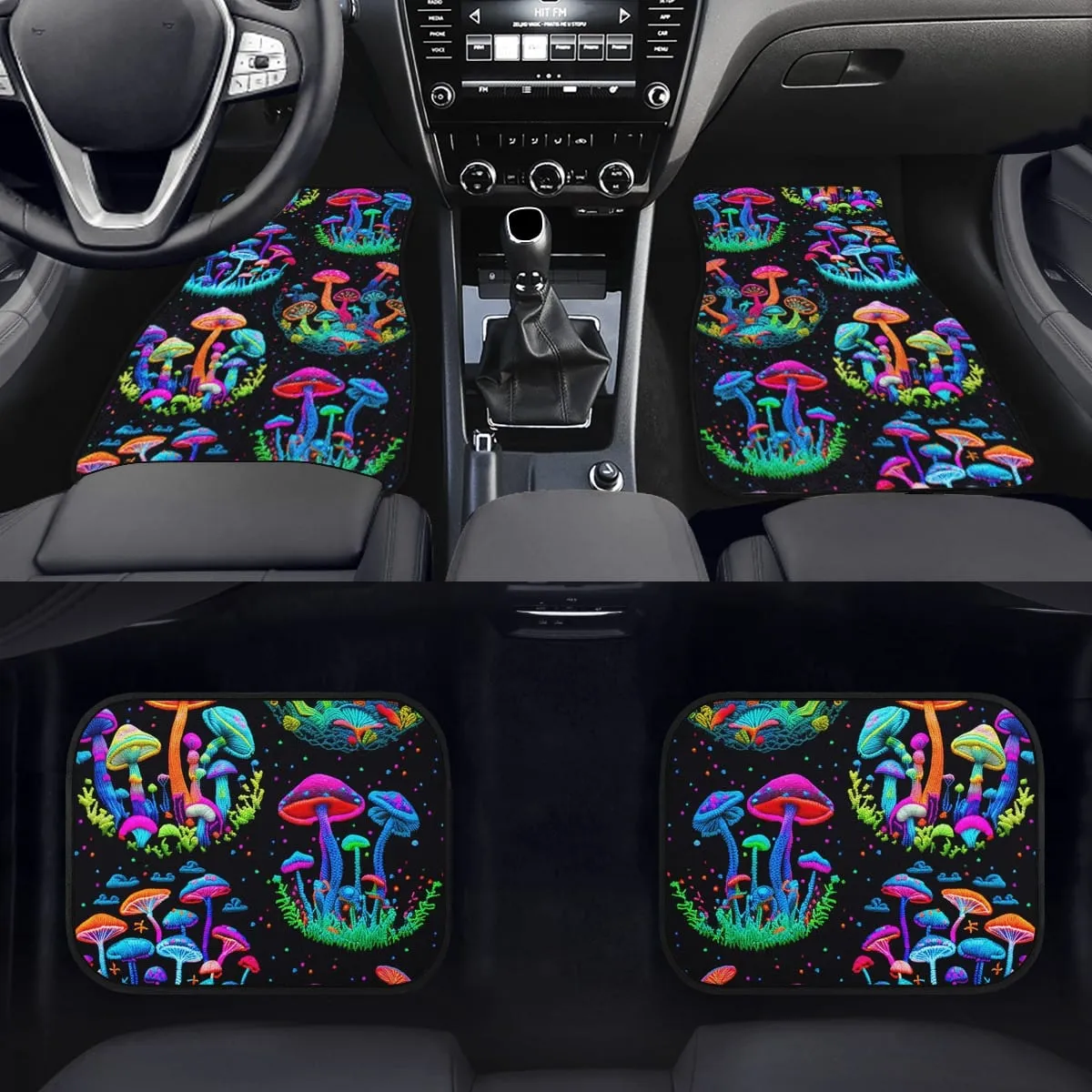 Neon Mushrooms Car Floor Mats