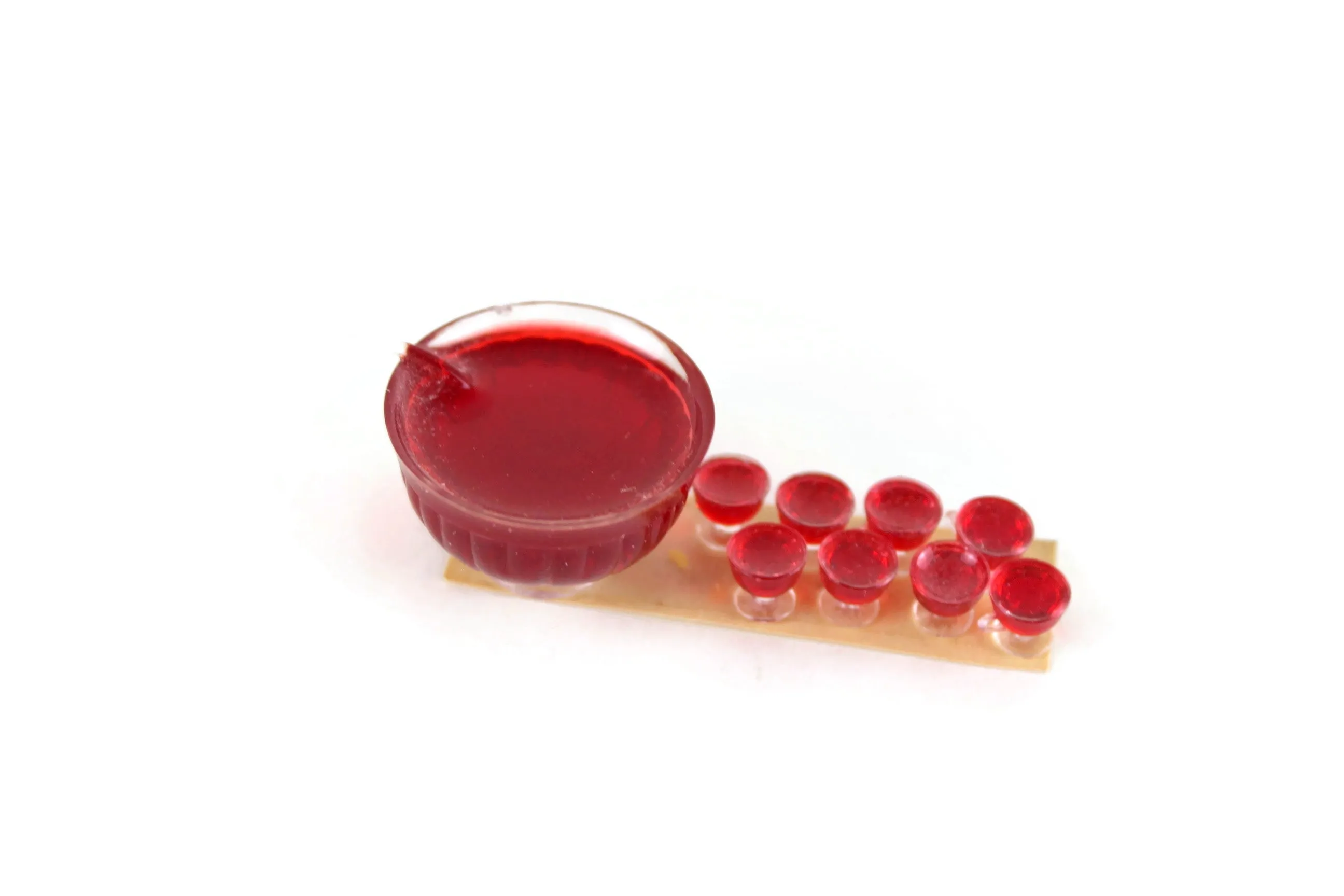 New Vintage 1:12 Miniature Dollhouse Red Punch Bowl Set