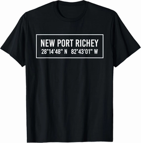 NEW PORT RICHEY FL FLORIDA Funny City Coordinates Home Gift T-Shirt