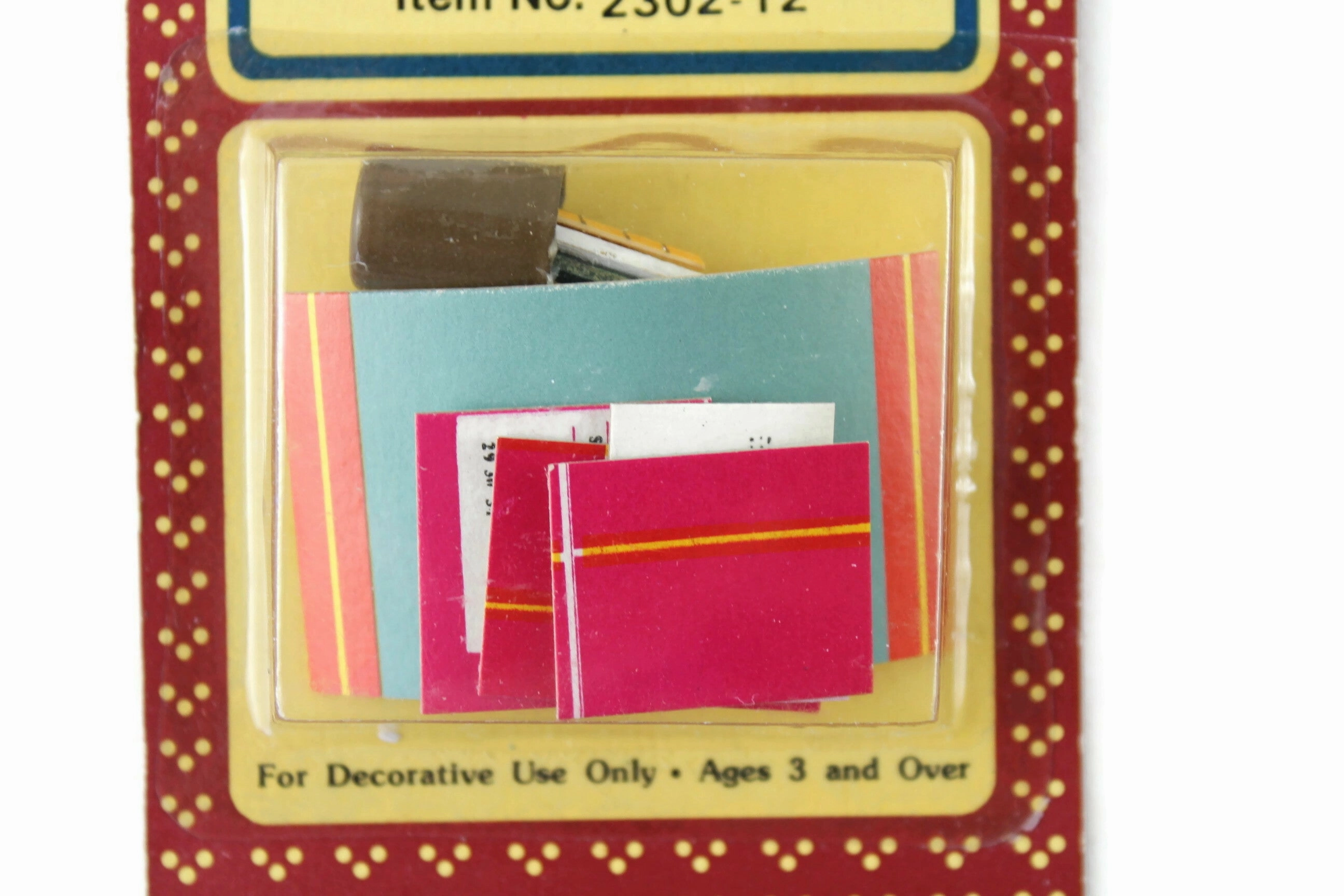 New Vintage 1:12 Miniature Dollhouse Desk Blotter, Pencil Cup, Calendar, Mail & Folder Set
