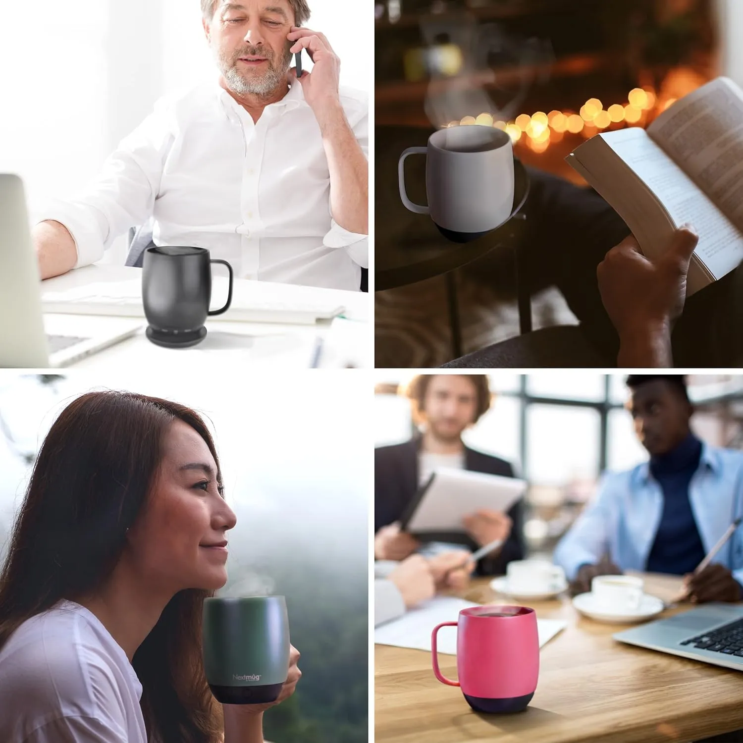 Nextmug - Temperature-Controlled, Self-Heating Coffee Mug (14 oz.) (Black)