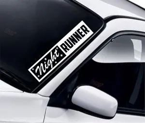 Night Runner v2 Wall Decal Sticker Vinyl Car Truck Window JDM Windshield Laptop Funny Quote Wife Family Cute Dad Mom Wife Kids Baby Men Love Sadboyz Drift Racing Meme Funny Broken Heart Club Japanese