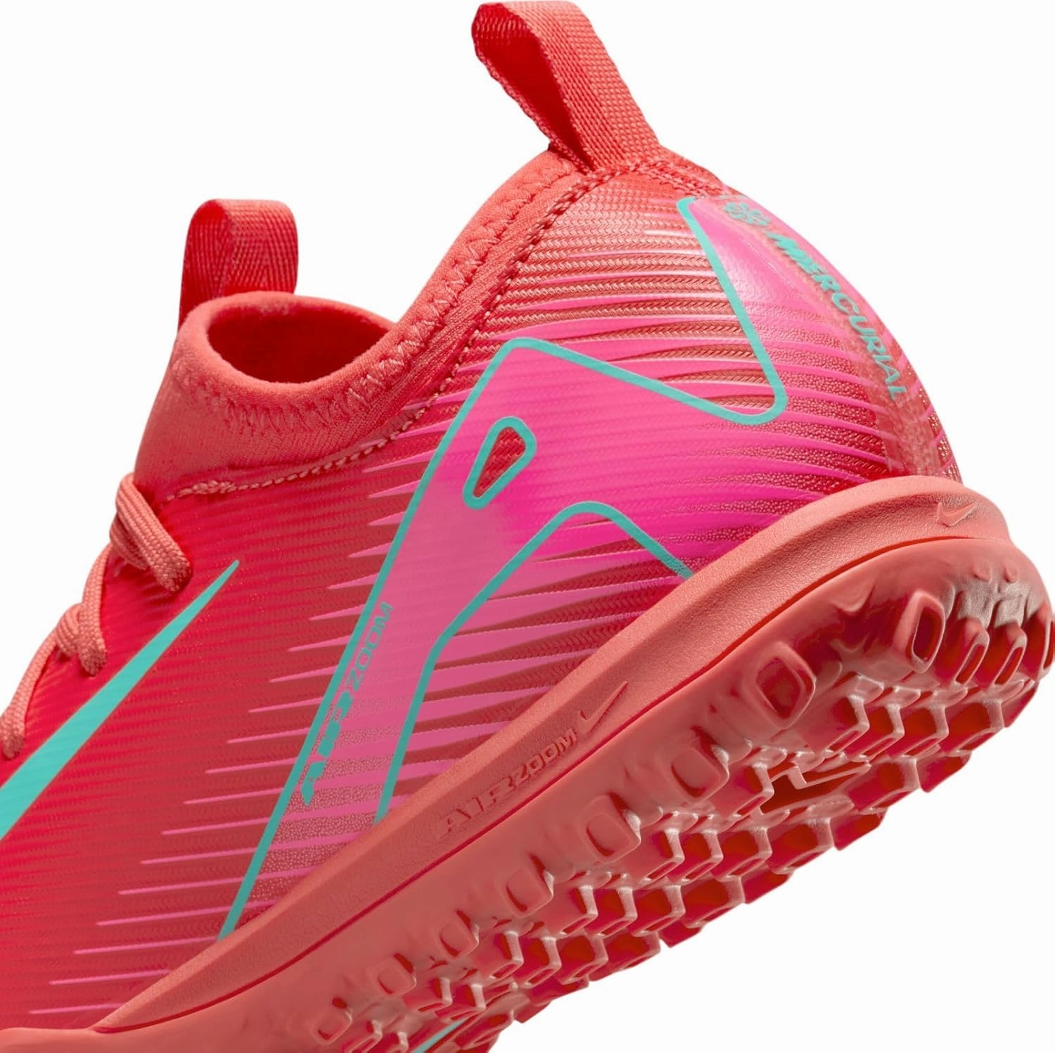 Nike Jr. Mercurial Vapor 16 Academy Little/Big Kids' TF Low-Top Soccer Shoes (FQ8284-800, Ember Glow/Aurora Green)
