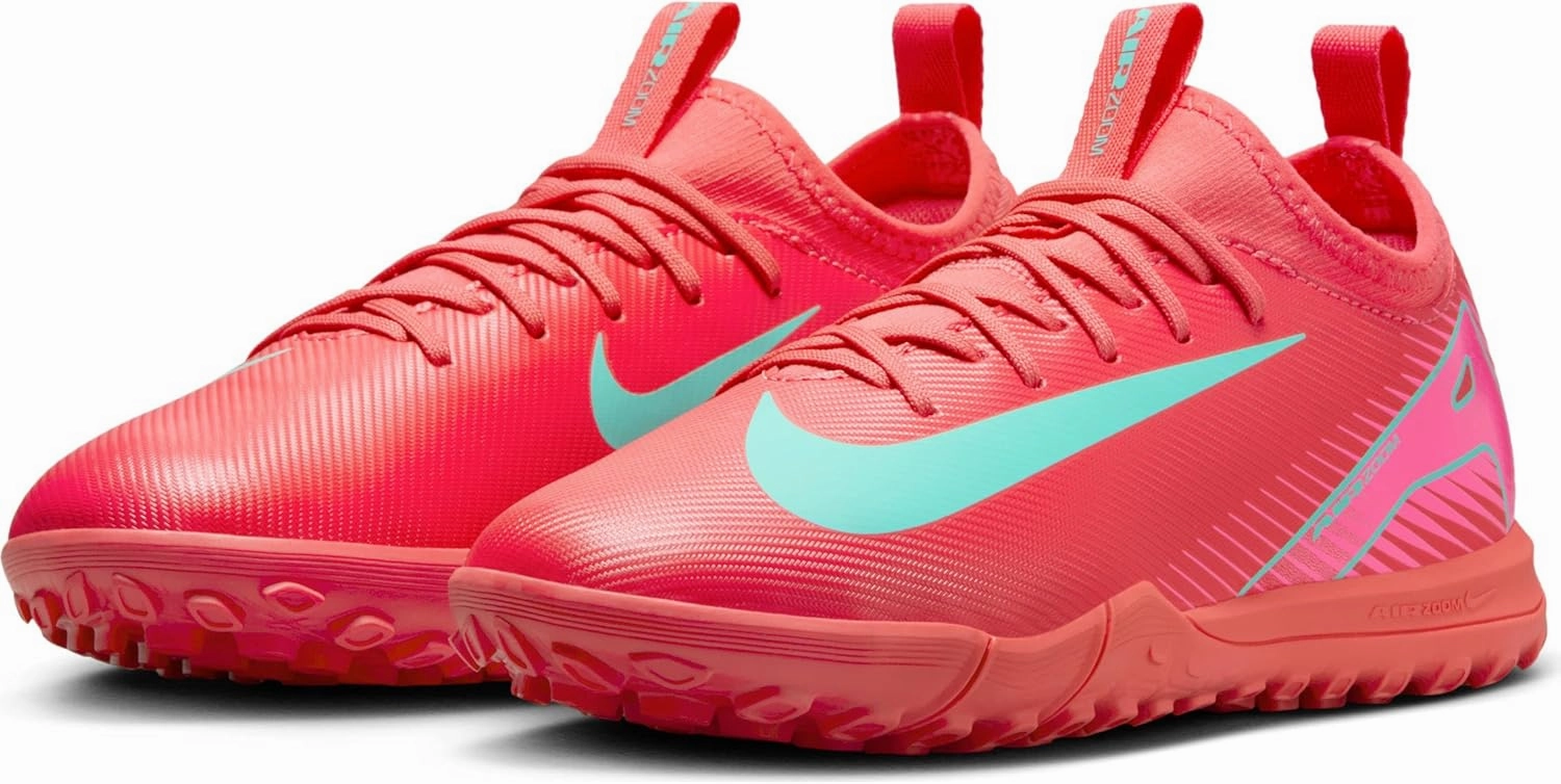 Nike Jr. Mercurial Vapor 16 Academy Little/Big Kids' TF Low-Top Soccer Shoes (FQ8284-800, Ember Glow/Aurora Green)