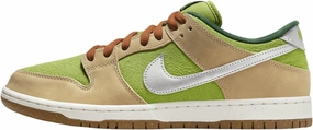 Nike SB Dunk Low Pro Skate Shoes (FQ7585-200, Sesame/Pear/Fir/Metallic Silver) Size 8.5