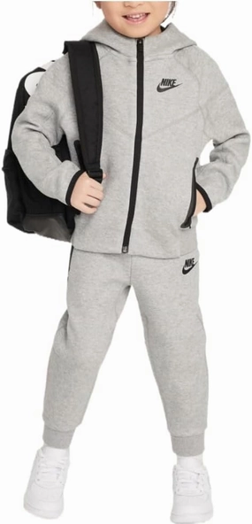 Nike Sportswear Tech Fleece Full-Zip Set Toddler 2-Piece Hoodie Set (76L050-042, Dark Grey Heather)