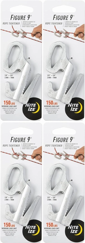 Nite Ize Figure 9 Rope Tightener Large Aluminum Tie Down Knot Tool (4-Pack)