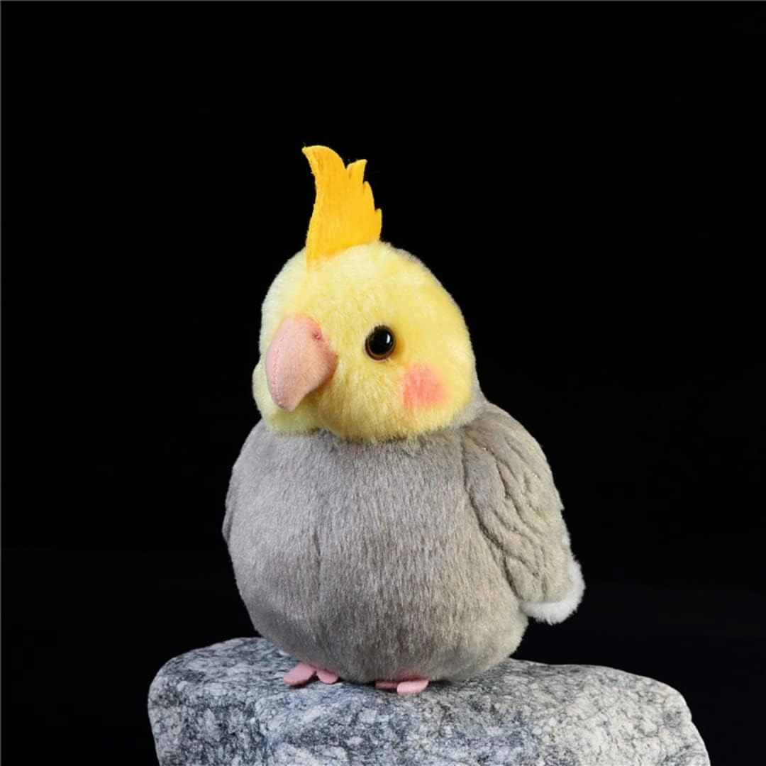 Nohito Realistic Grey Cockatiel Parrot Bird Plush Toy Stuffed Animal Simulation Fake Bird Cockatoo Stuffed Animals Cute Little Bird Plushie Doll 4.9'' (Grey, M)