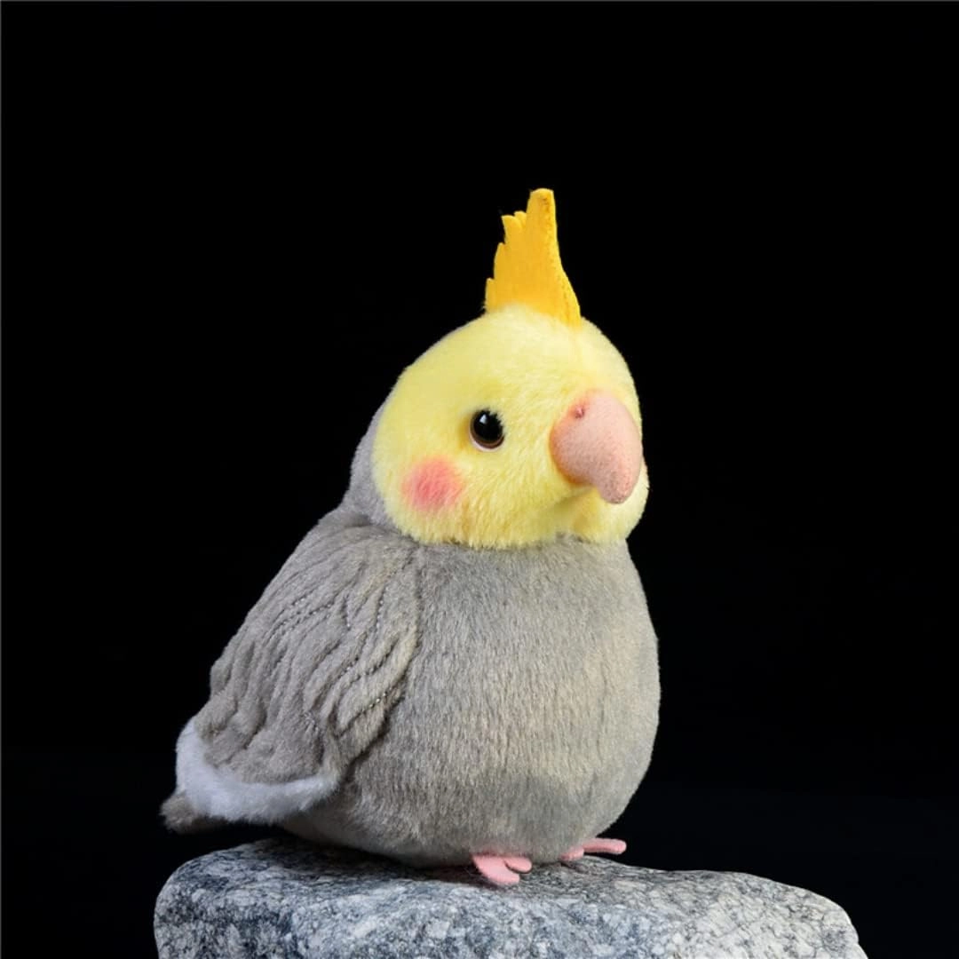 Nohito Realistic Grey Cockatiel Parrot Bird Plush Toy Stuffed Animal Simulation Fake Bird Cockatoo Stuffed Animals Cute Little Bird Plushie Doll 4.9'' (Grey, M)