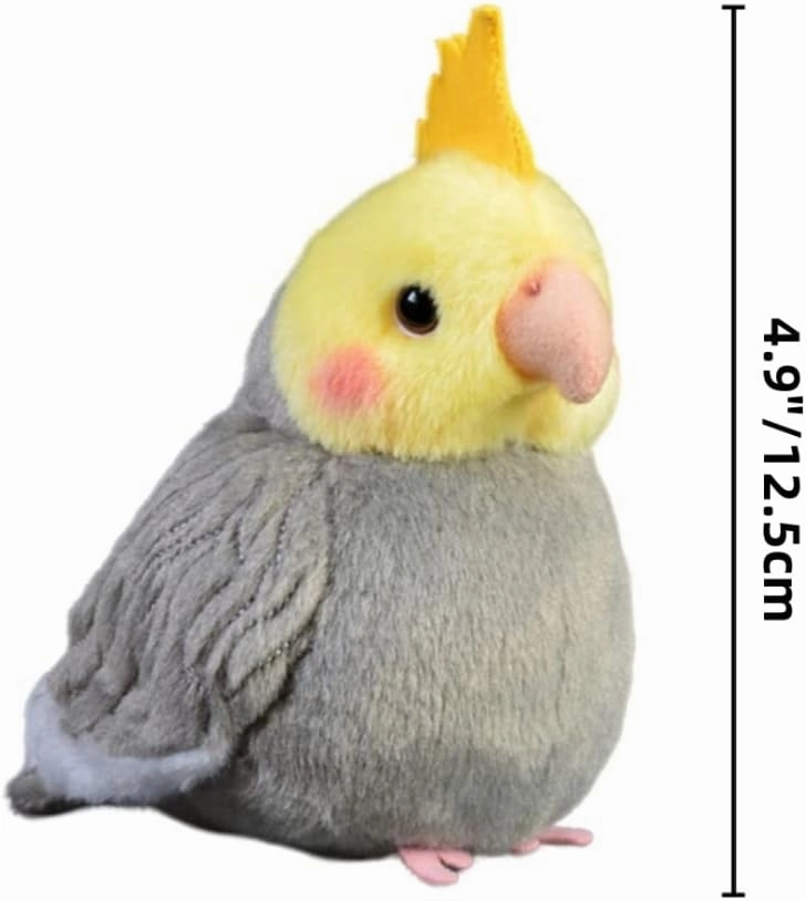 Nohito Realistic Grey Cockatiel Parrot Bird Plush Toy Stuffed Animal Simulation Fake Bird Cockatoo Stuffed Animals Cute Little Bird Plushie Doll 4.9'' (Grey, M)
