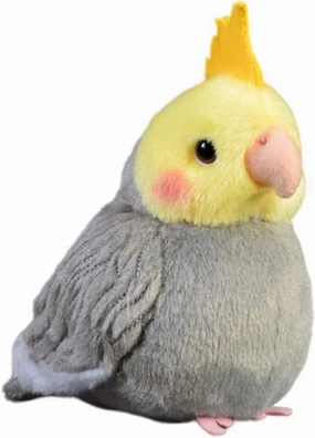 Nohito Realistic Grey Cockatiel Parrot Bird Plush Toy Stuffed Animal Simulation Fake Bird Cockatoo Stuffed Animals Cute Little Bird Plushie Doll 4.9'' (Grey, M)