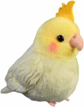 Nohito Realistic Yellow Cockatiel Parrot Bird Plush Toy Stuffed Animal Simulation Fake Bird Cockatoo Stuffed Animals Cute Little Bird Plushie Doll Gifts for Kids 4.9'' (Yellow, M)