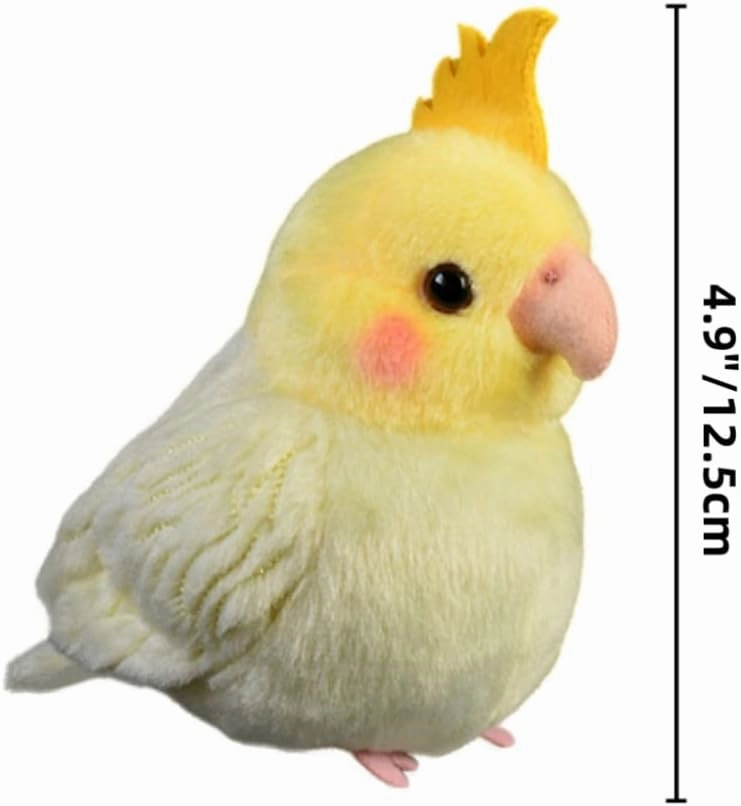 Nohito Realistic Yellow Cockatiel Parrot Bird Plush Toy Stuffed Animal Simulation Fake Bird Cockatoo Stuffed Animals Cute Little Bird Plushie Doll Gifts for Kids 4.9'' (Yellow, M)