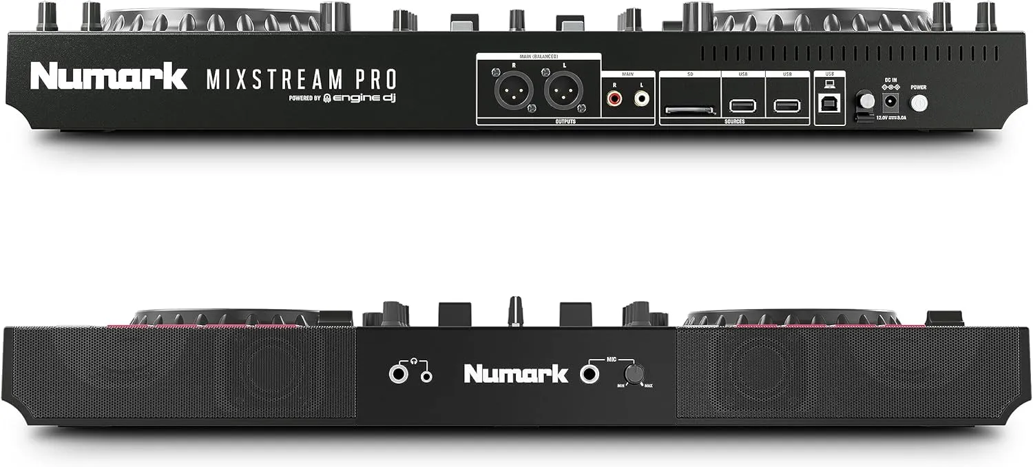 Numark Mixstream Pro Standalone System with Speakers, 7” Touch Screen, WiFi Streaming, 2 Channels & FX