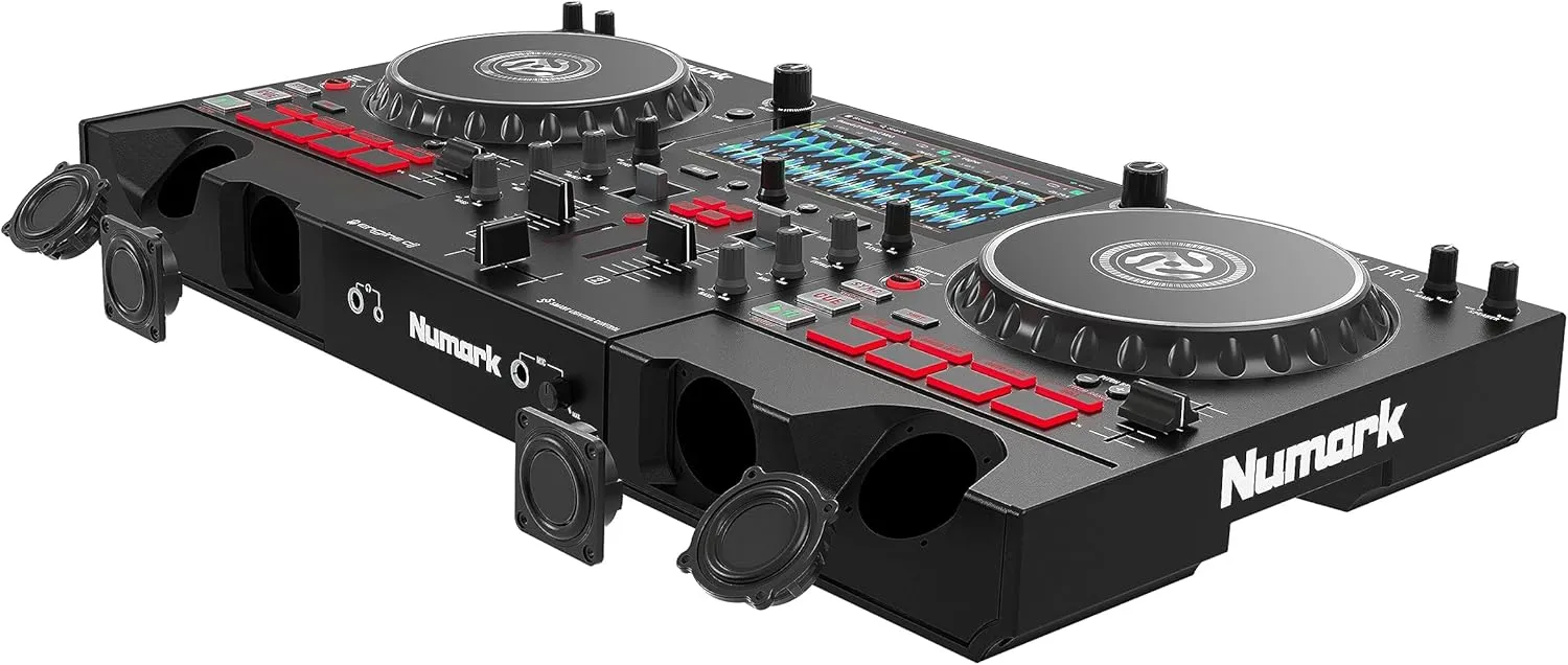 Numark Mixstream Pro Standalone System with Speakers, 7” Touch Screen, WiFi Streaming, 2 Channels & FX