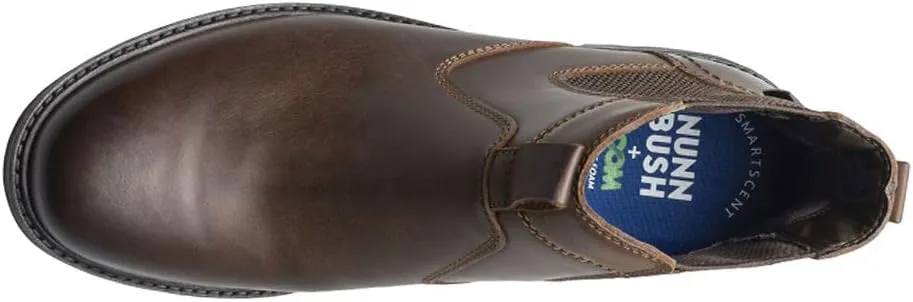Nunn Bush Men's 1912 Plain Toe Chelsea Leather Pull on Boot with Scotchguard Defender