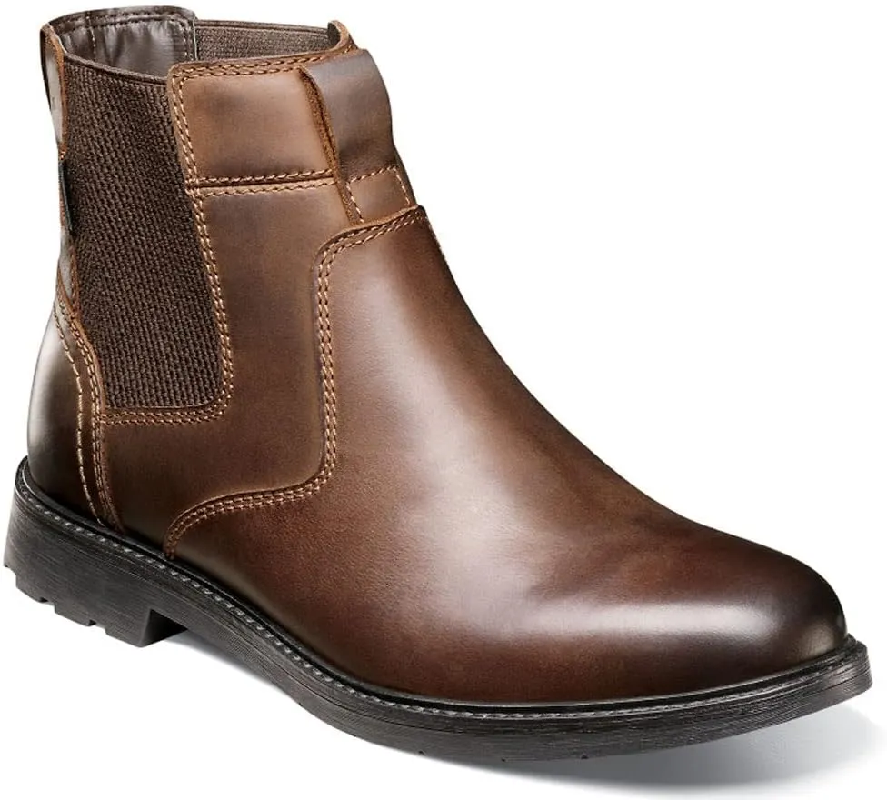 Nunn Bush Men's 1912 Plain Toe Chelsea Leather Pull on Boot with Scotchguard Defender