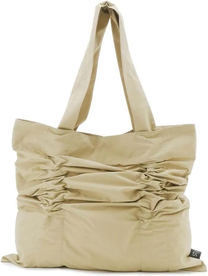 Nylon Ruched Tote Bag