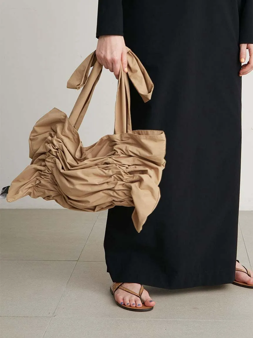 Nylon Ruched Tote Bag
