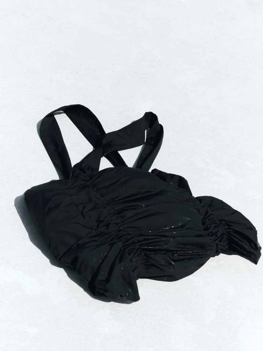 Nylon Ruched Tote Bag