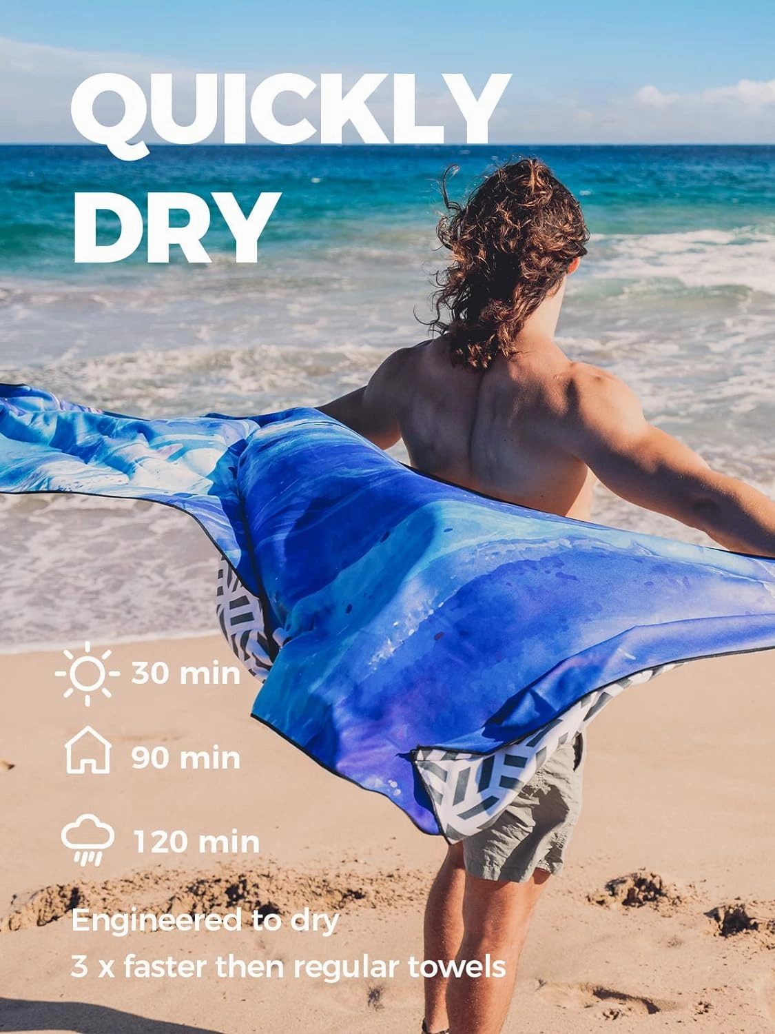 OCOOPA Microfiber Beach Towel Fast Drying, Extra Large 71" x 32" Sand Free Beach Towel Super Lightweight Towels for Swimming Pool, Camping, Picnic, Yoga Gym Sports