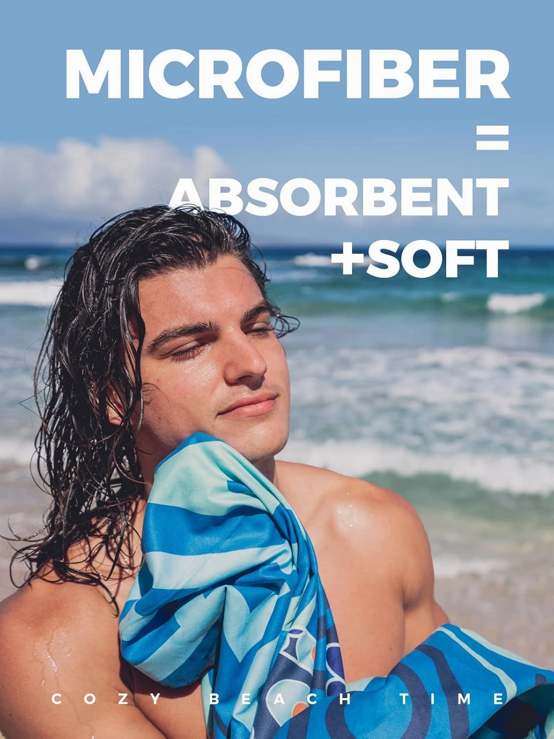OCOOPA Microfiber Beach Towel Fast Drying, Extra Large 71" x 32" Sand Free Beach Towel Super Lightweight Towels for Swimming Pool, Camping, Picnic, Yoga Gym Sports