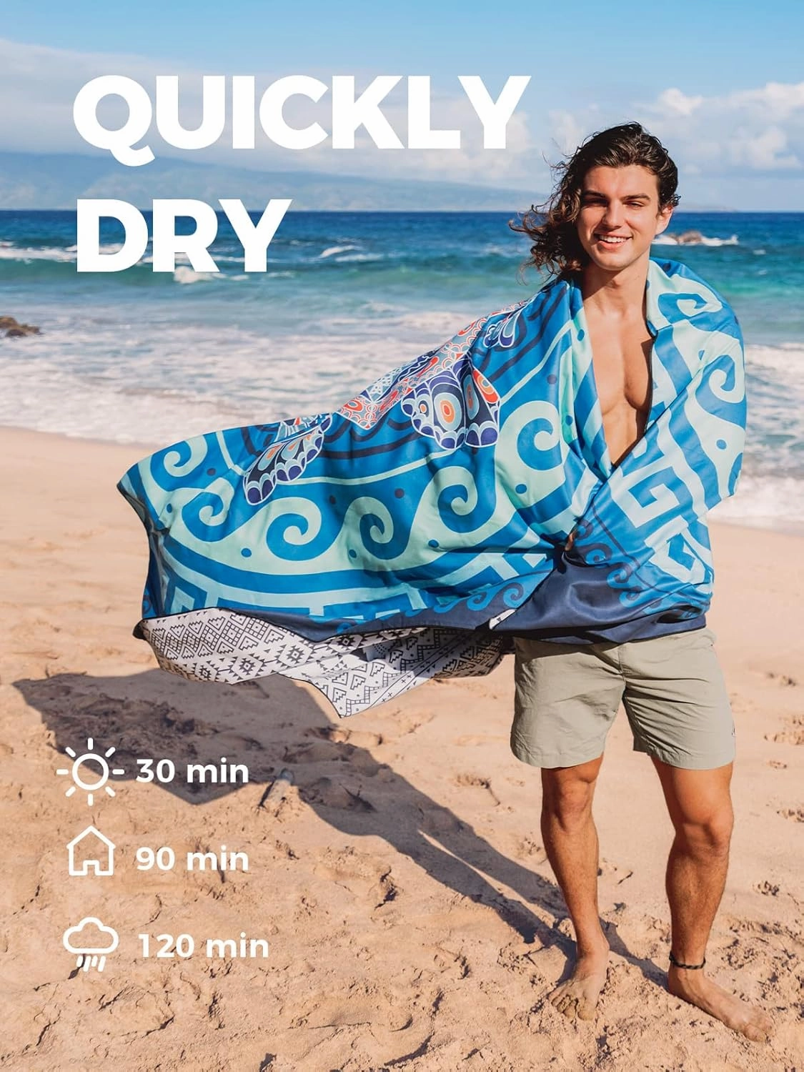 OCOOPA Microfiber Beach Towel Fast Drying, Extra Large 71" x 32" Sand Free Beach Towel Super Lightweight Towels for Swimming Pool, Camping, Picnic, Yoga Gym Sports