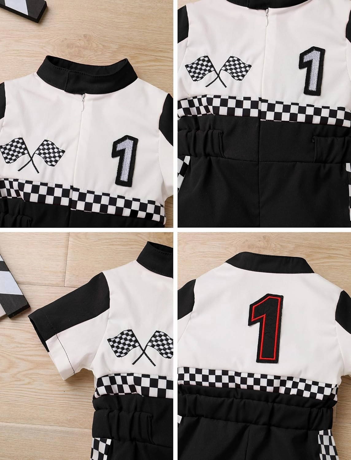 ODOLDI Kids Boys Girls 1st 2nd Birthday Race Car Driver Short Sleeve Romper Jumpsuit Racer Costume