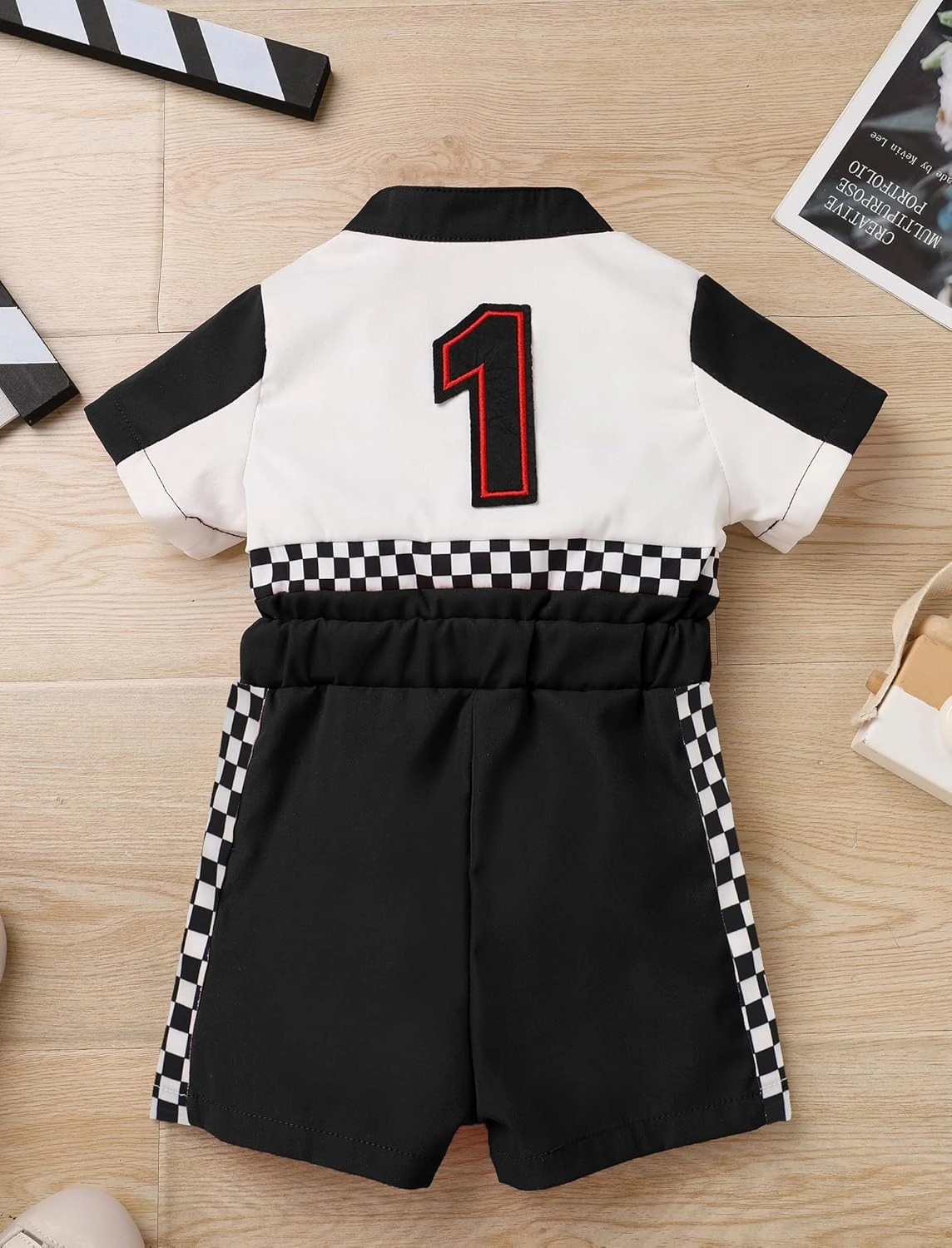 ODOLDI Kids Boys Girls 1st 2nd Birthday Race Car Driver Short Sleeve Romper Jumpsuit Racer Costume