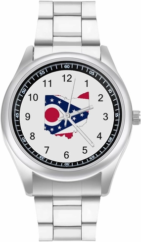 Ohio Map Flag Casual Wrist Watches for Men Classic Business Dress Watch Big Face for Work Gym