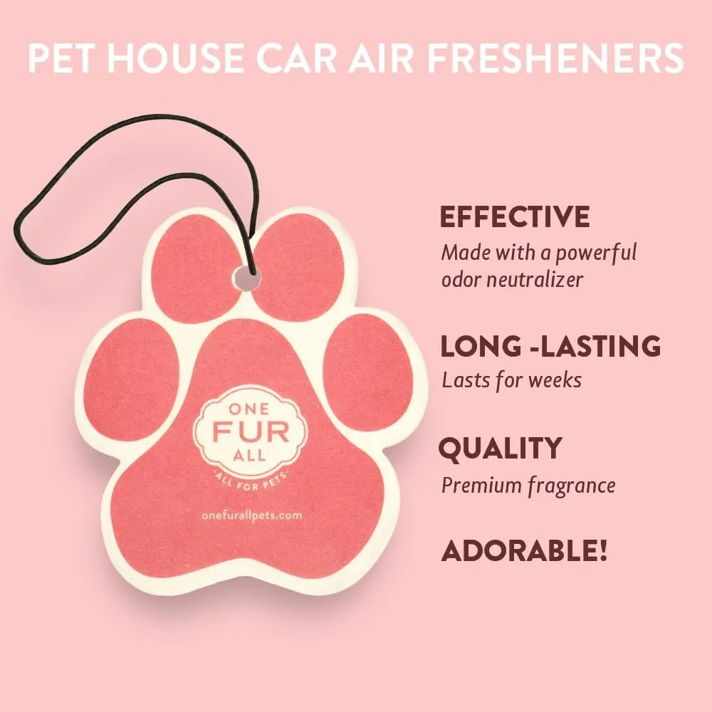 One Fur All Pet House Car Air Freshener - Vanilla Creme Brulee Pack of 4 - Non-toxic, Pet-Friendly for Small Spaces - Hanging Odor Eliminator