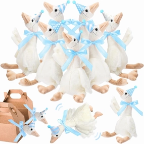 One Silly Goose Party Favors Stuffed Animal Plush Toy and Mini Birthday Party Hats with Ribbon Bow
